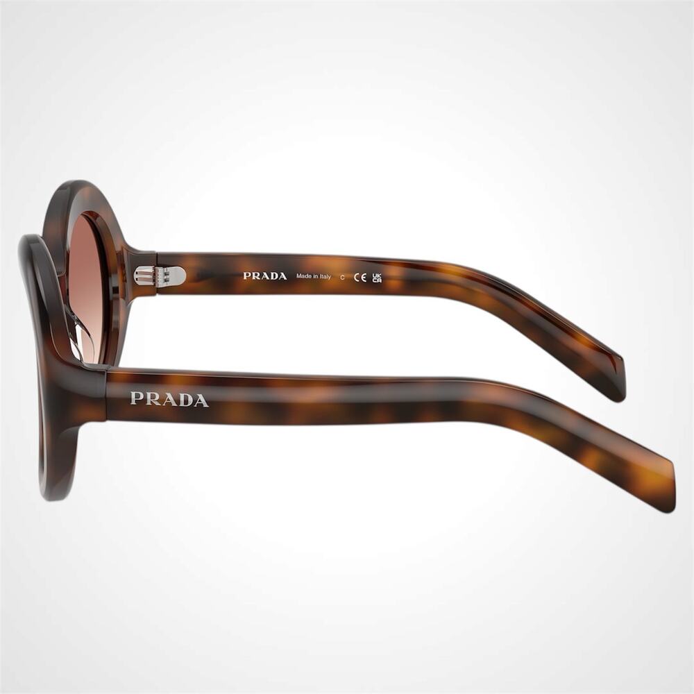 New PRADA Sunglasses Brown Juniper Tortoise Women's Round 53mm - Picture 3 of 6